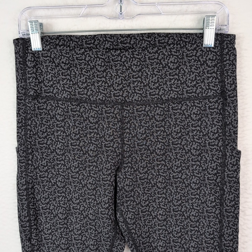 Athleta Ultimate‎ Stash Pocket 7/8 Textured Tight Women's Large Black White - Picture 4 of 9